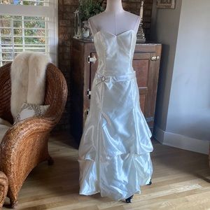 GUNNE SAX JESSICA MCCLINTOCK VINTAGE STRAPLESS SATIN WEDDING DRESS 7/8 1970'S